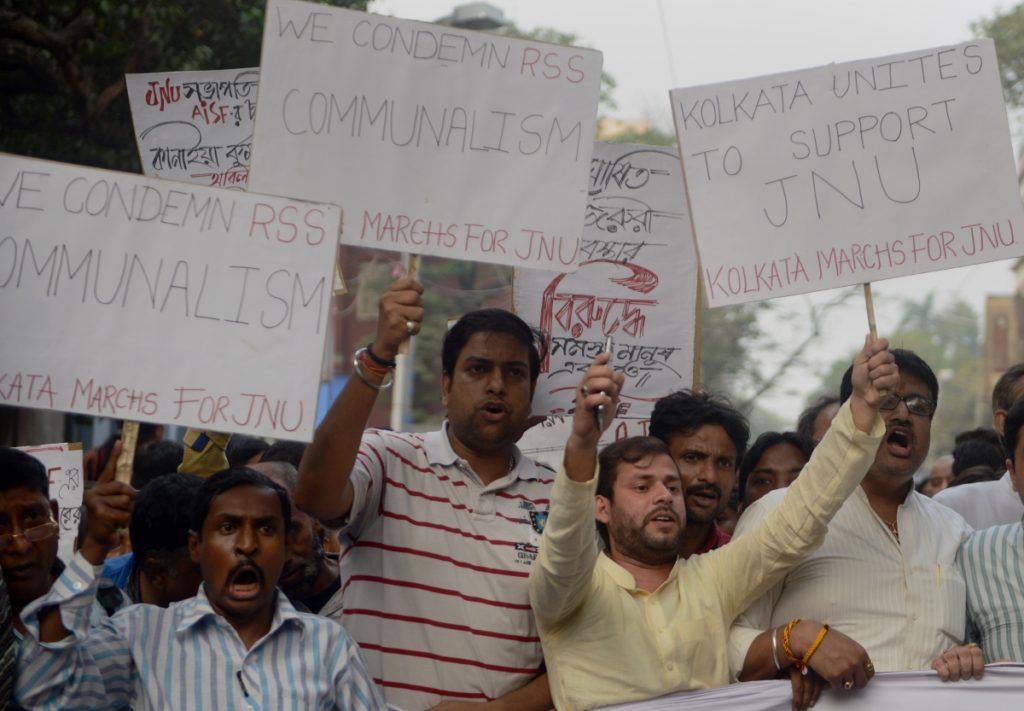 Protesta estudiantes Universidad Nehru