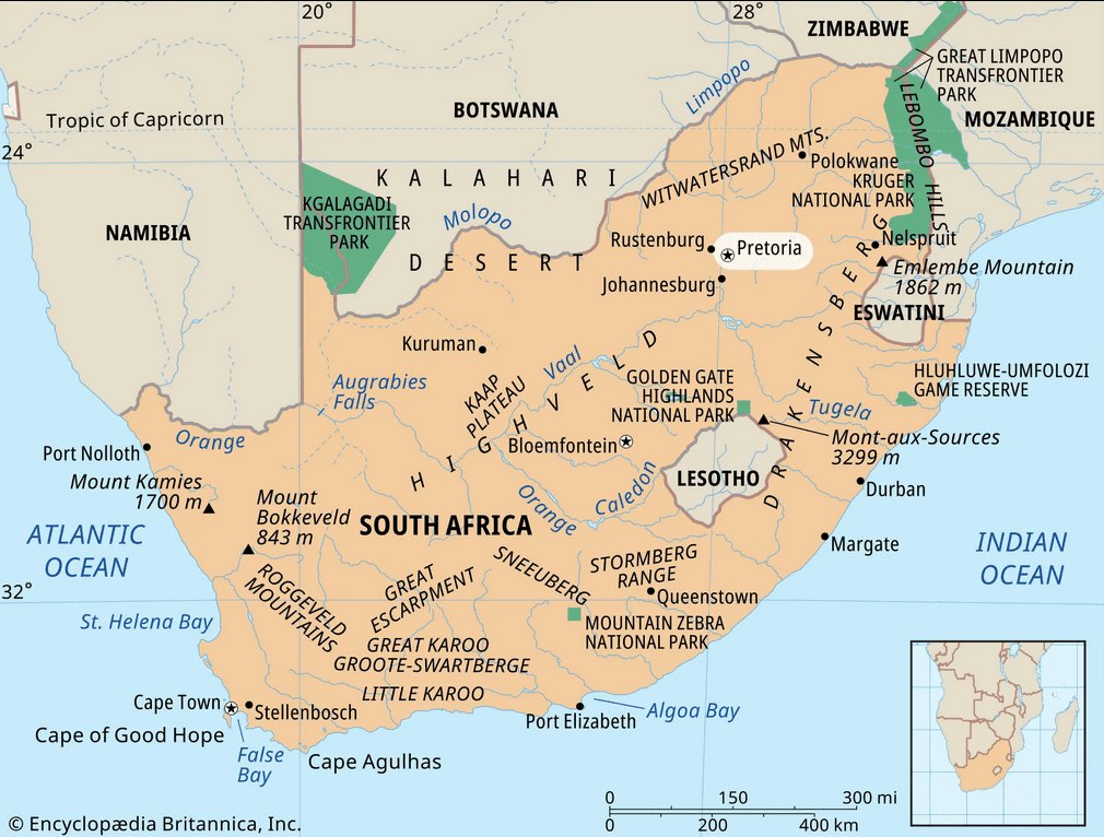 Mapa Sudáfrica